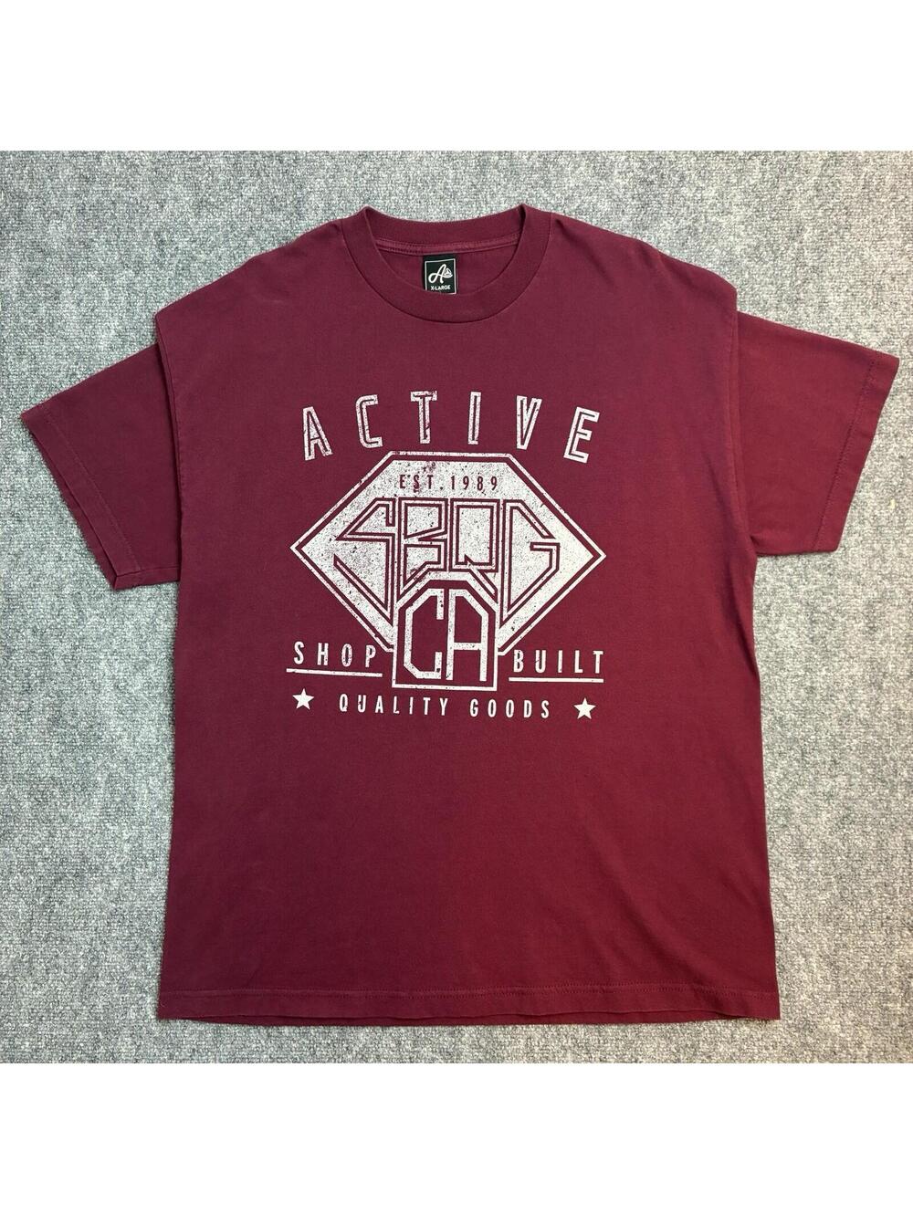 Active Board Shop Maroon Shop Built Quality Goods Graphic T Shirt